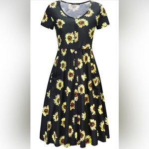 Black dress with sunflowers